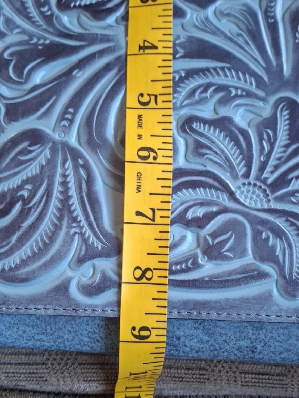 Patricia Nash Blue Tooled Leather Crossbody Bag - Picture 7 of 9